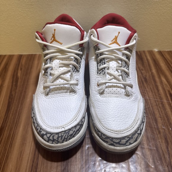 Nike Air Jordan 3 Retro Shoes Kids Size 3Y White Cardinal Red AJ3 429487-126 - Picture 3 of 10